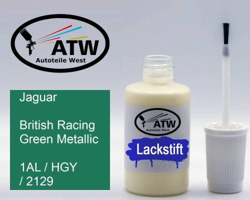 Jaguar, British Racing Green Metallic, 1AL / HGY / 2129: 20ml Lackstift, von ATW Autoteile West.